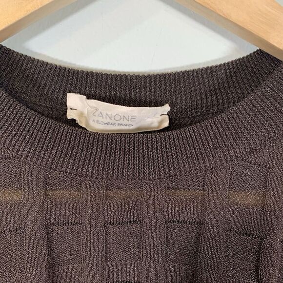 Zanone Women's Knit Top Size IT 44/ US Medium Sheer Golden Thread Short Sleeve - Picture 5 of 7